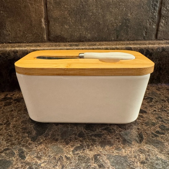 Butter Dish with Bamboo Lid and Spreader BRAND NEW - Picture 4 of 6